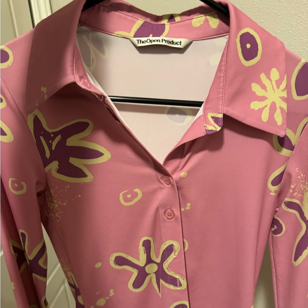The open product button up